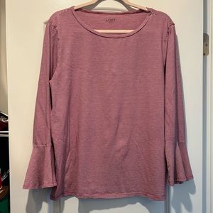 Ann Taylor LOFT - pink striped ruffle sleeve top | Size XL